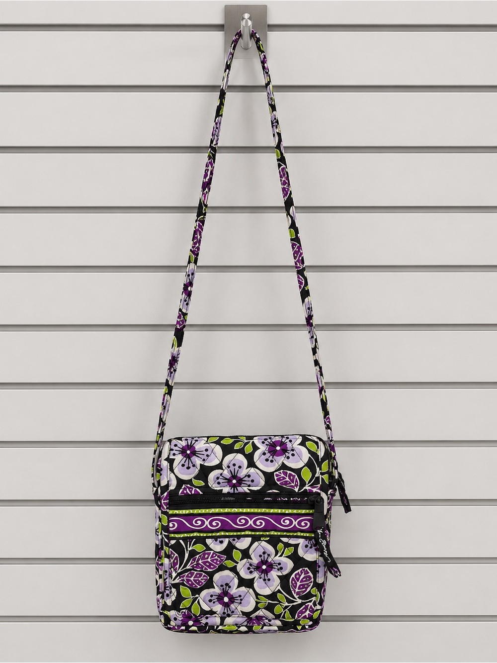 Vera Bradley Purple, Black and Green Floral Crossbody retired